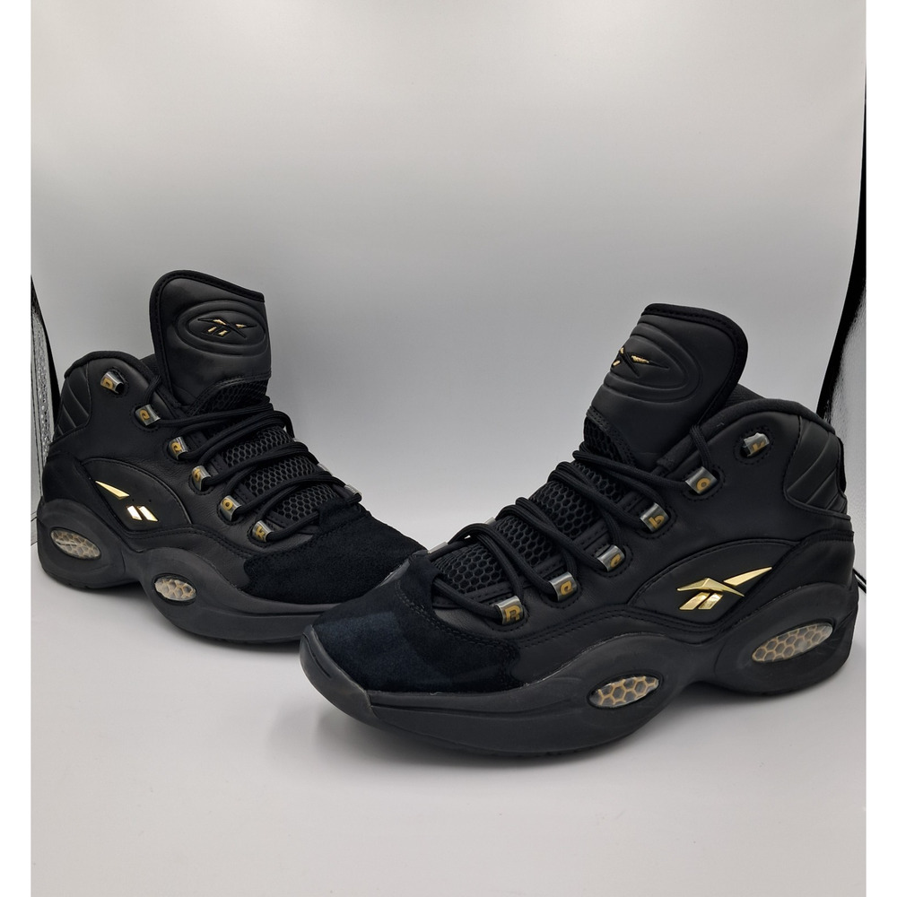 Size 11.5 - Reebok Question Mid Black Gold - H01308 RETAIL $295